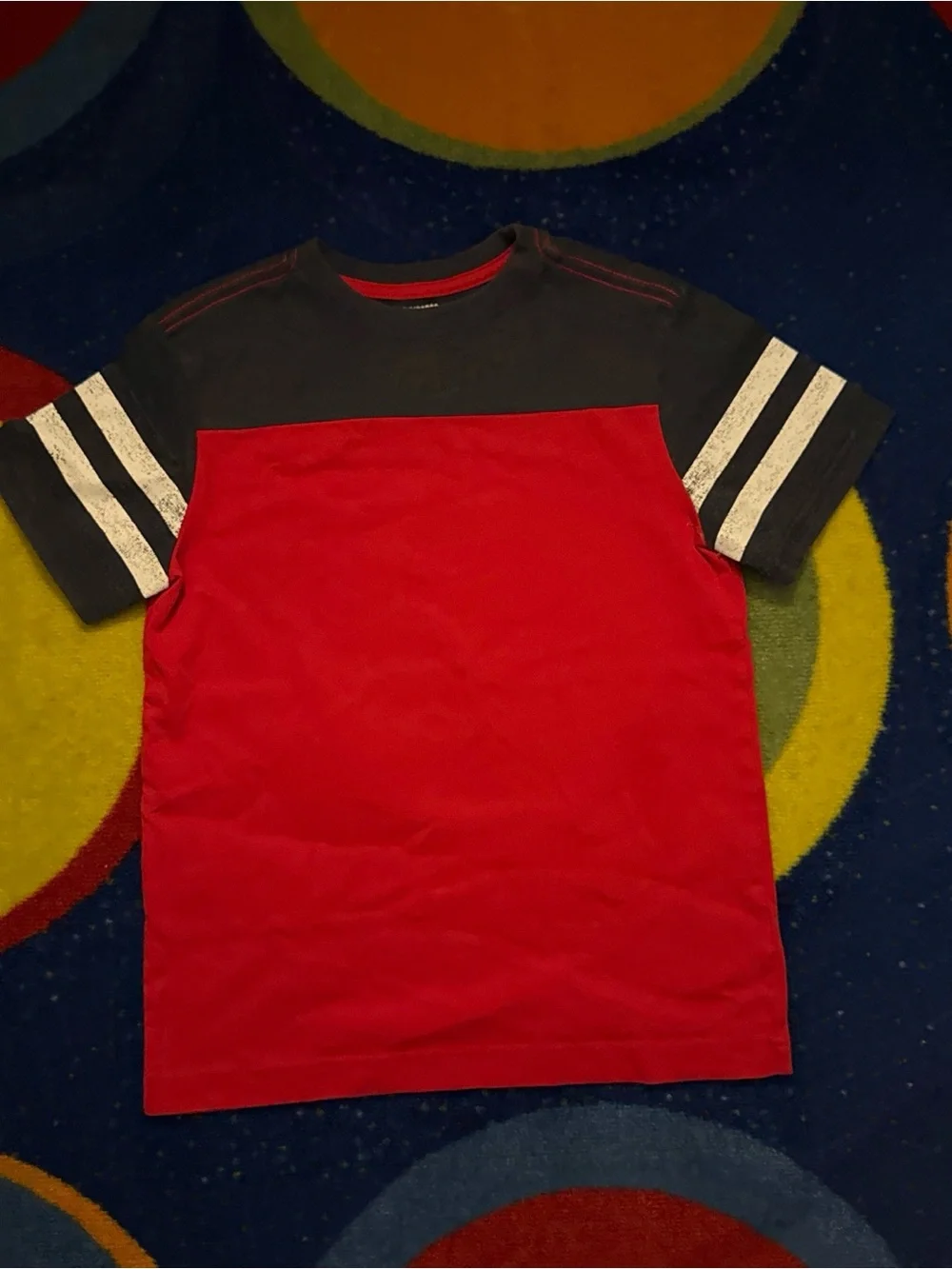 Gymboree Red and Black Short Sleeve Colorblock Tee with White Stripes